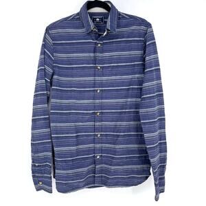 Penfield McKay Stripe Shirt Mens Small Blue Button Down Long Sleeve Cotton